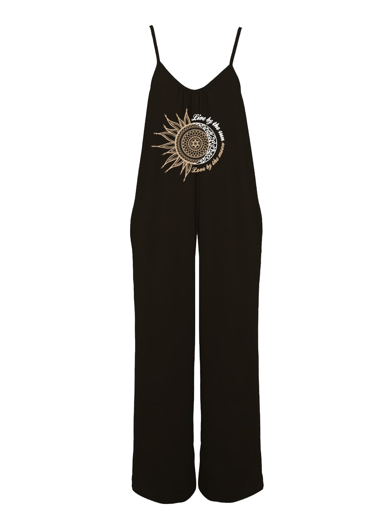 Dame jumpsuit med dekorativt soltryk Stilla