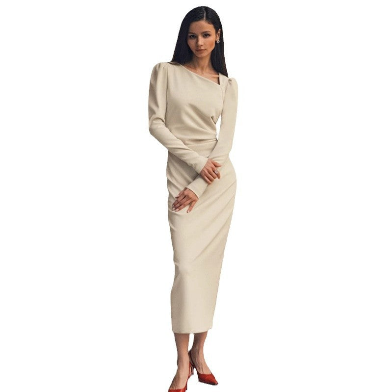 Dame Elegant Langærmet Maxikjole i minimalistisk design Stilla
