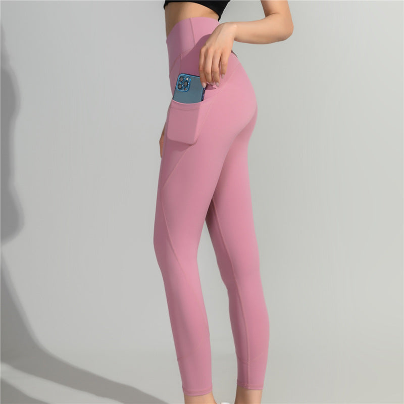 Dame High-Waist Yoga Leggings med sidelomme Stilla