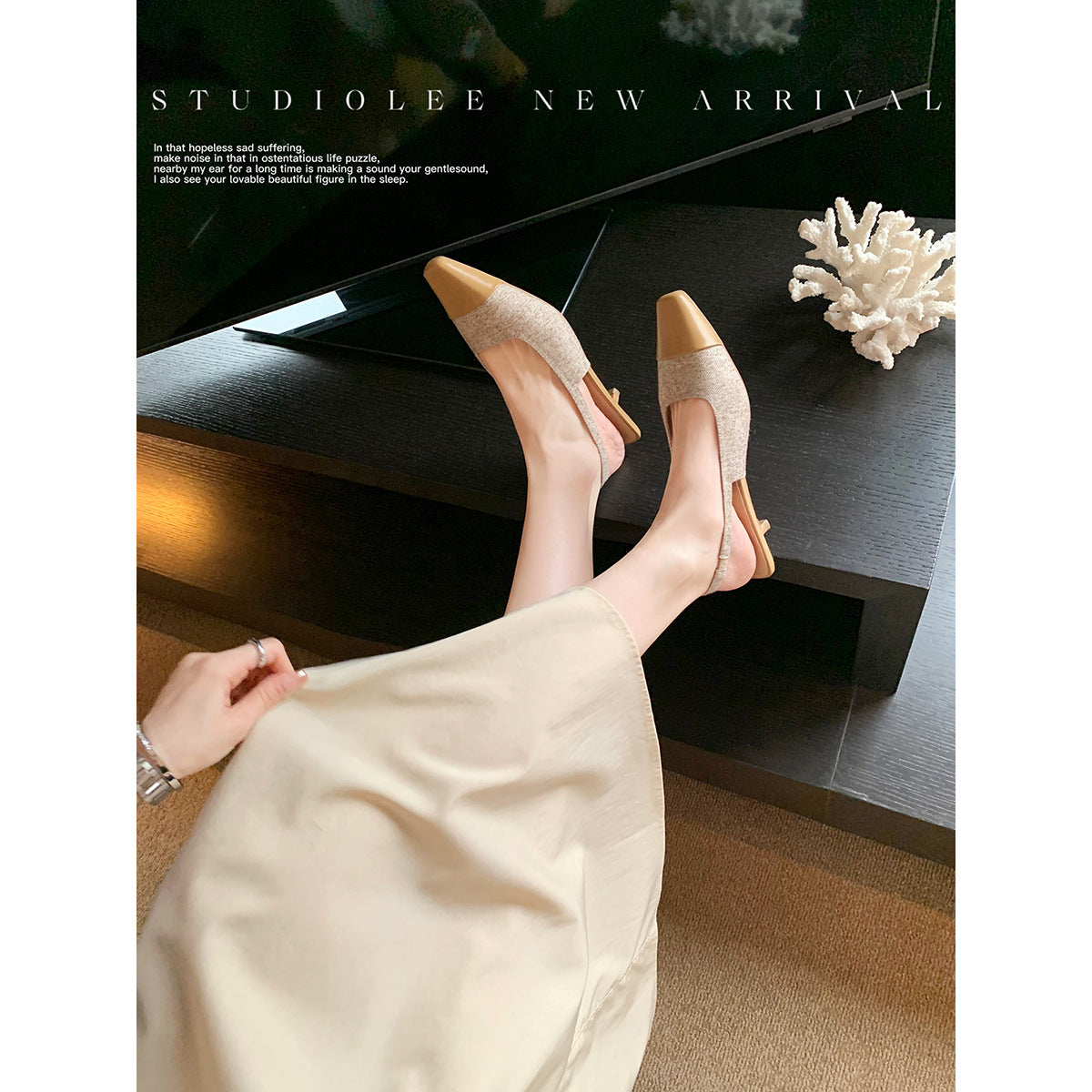 Dame elegant Slingback spidse sko Stilla