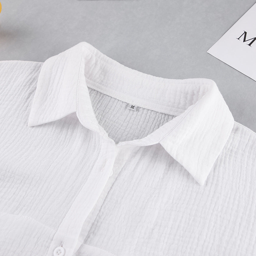 Dame afslappet skjorte- og bukse-sæt med struktureret overflade Stilla