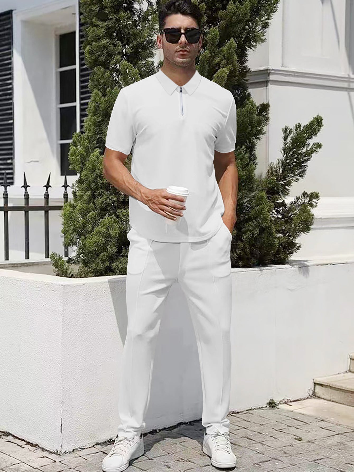 Herrer Sportivt Polo-shirt med funktionel lynlås og elegant snit Stilla