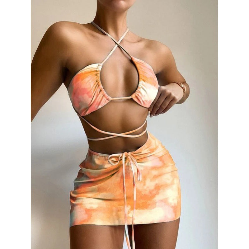 Dame Farverigt Crop-Top og Nederdele-Sæt Stilla