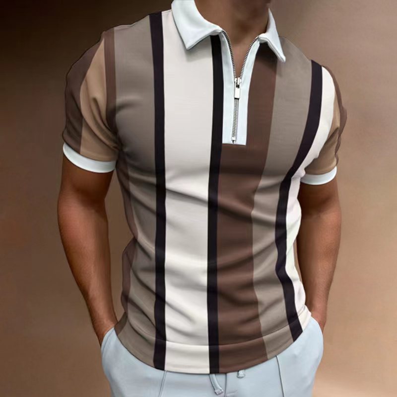 Herre poloshirt med moderne lynlås og stilfuldt stribemønster Stilla