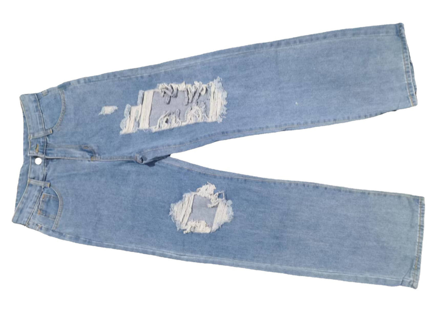 Dame Destroyed Relaxed Fit Jeans med høje lommer Stilla