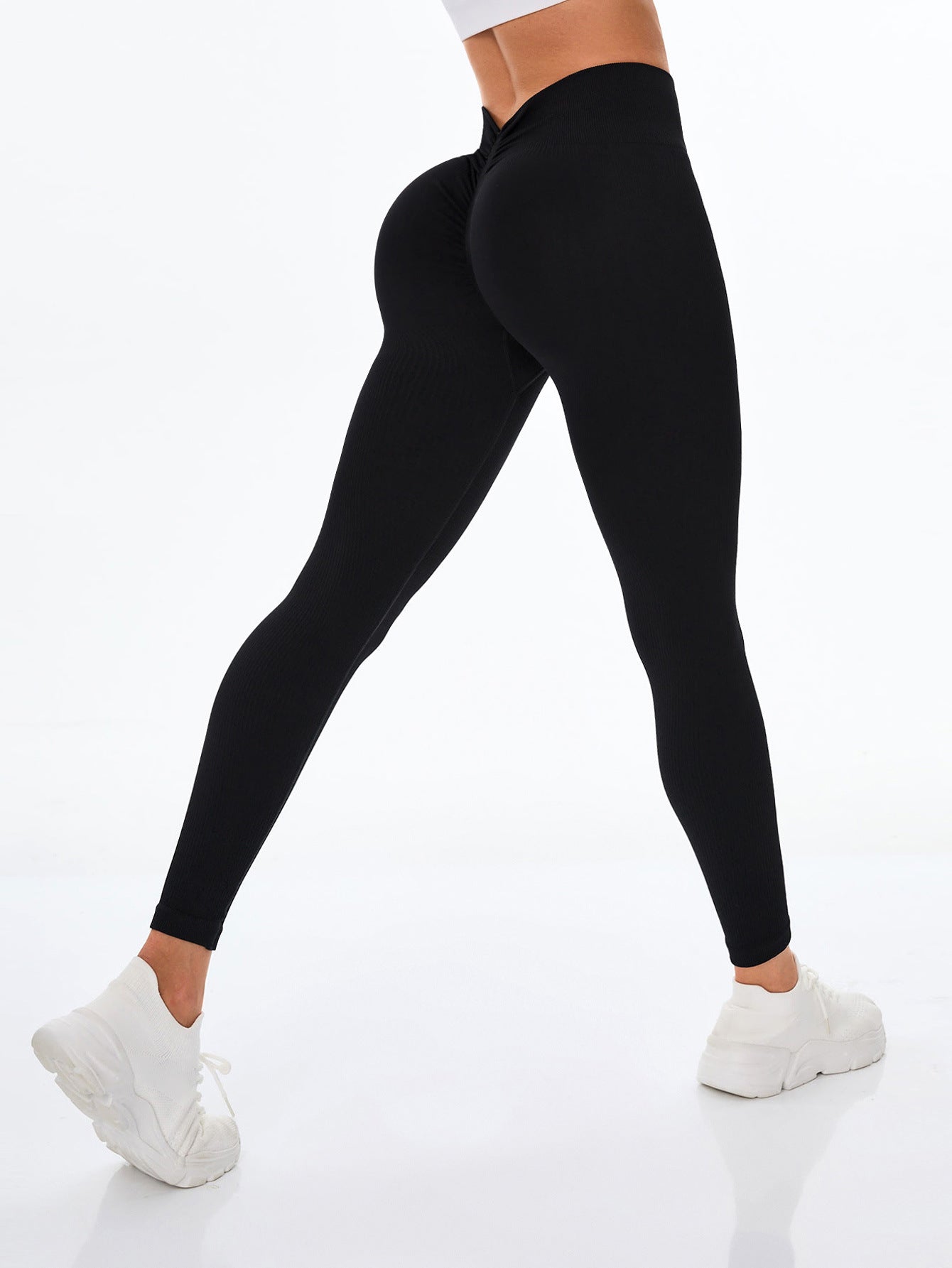 Dame Sport leggings med høj talje skæring og struktureret stof Stilla