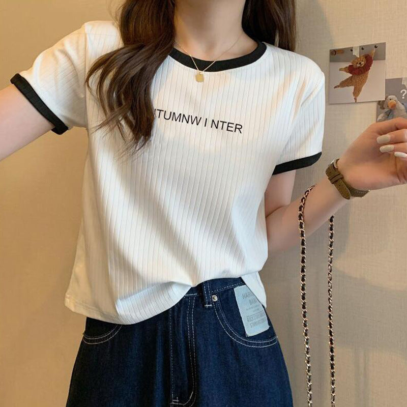 Femme afslappet grafik-kortærmet T-shirt med rib-detaljer Stilla