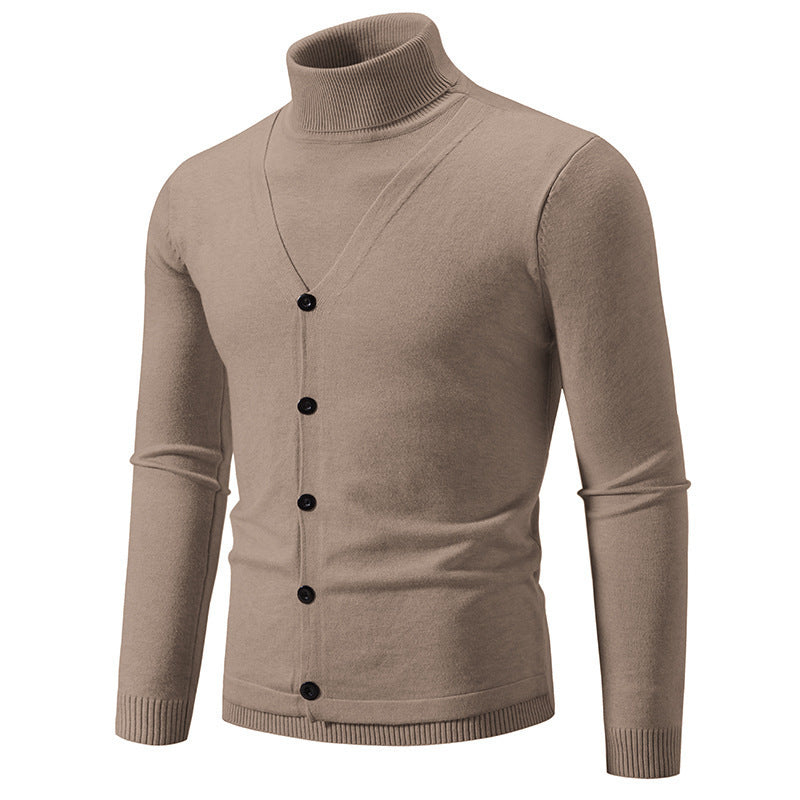 Herrer cardigan med højstående krave og knaplukning Stilla