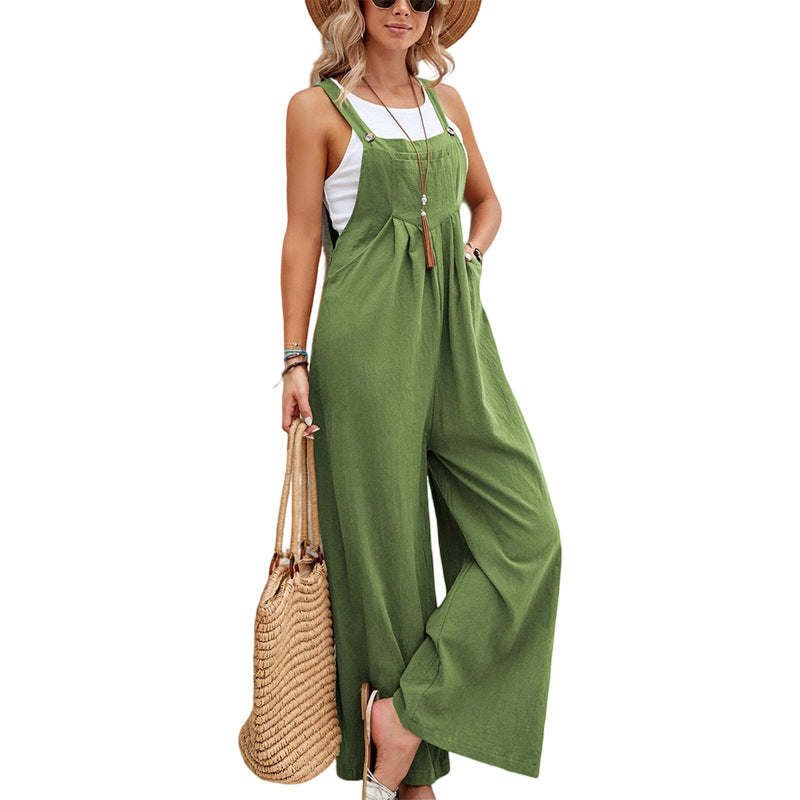Dame Wide Jumpsuit med lommer og justerbare stropper Stilla