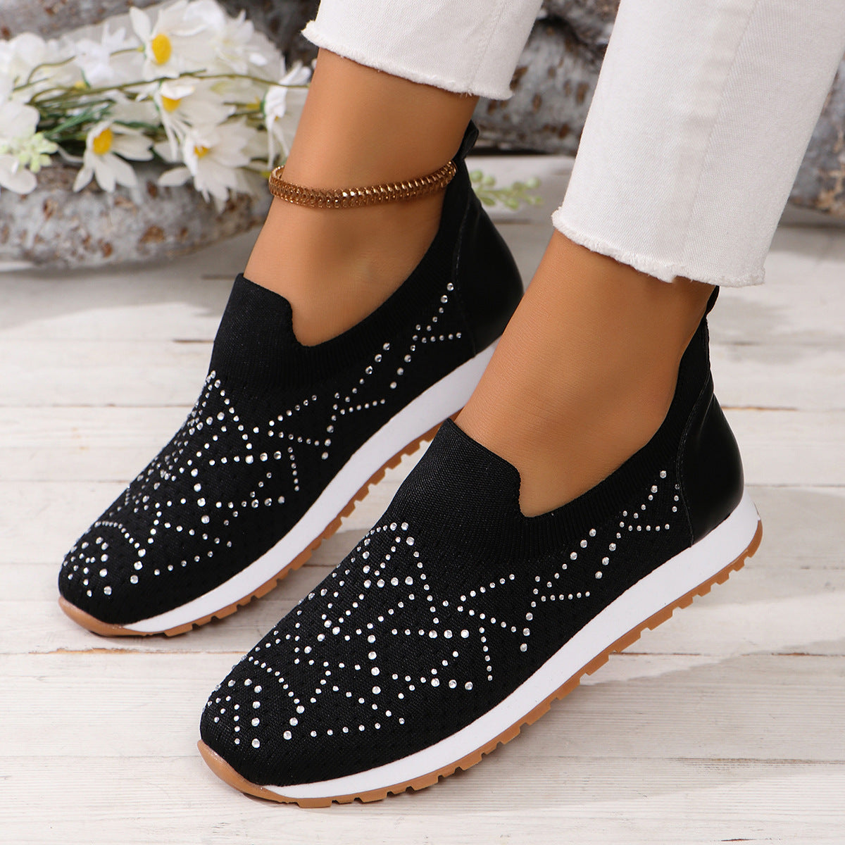 Dame sneakers i det elegante glimmerdesign med skridsikker sål Stilla