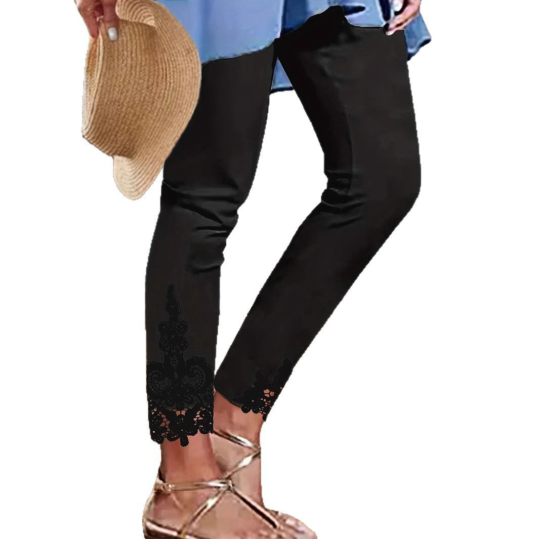 Dame elegante leggings med spidsbesætning Stilla