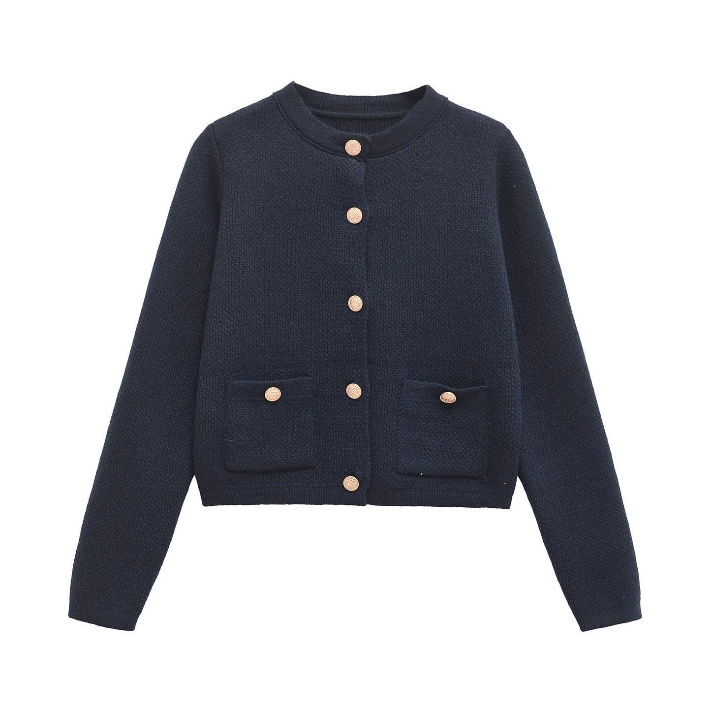 Femme Klassisk Button-Up Cardigan med funktionelle lommer Stilla