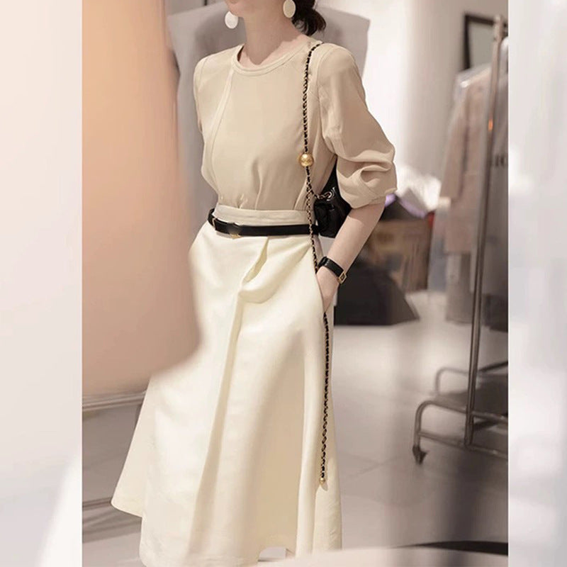 Dame elegant toppen med trendy puffærmer Stilla