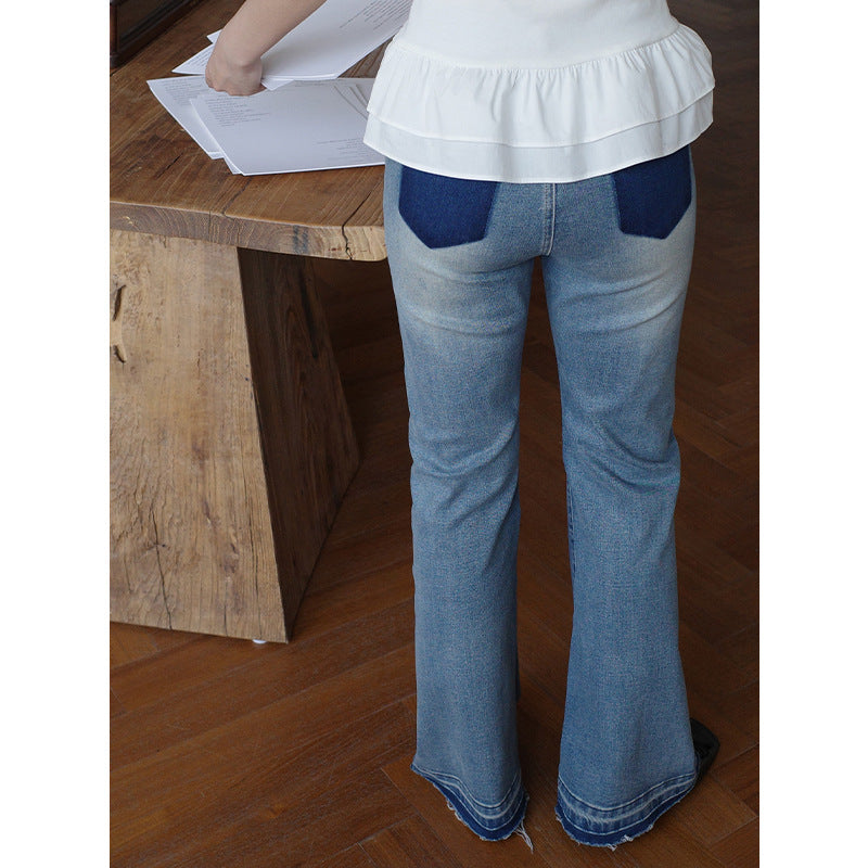 Dame Bootcut Jeans med frynset afslutning Stilla