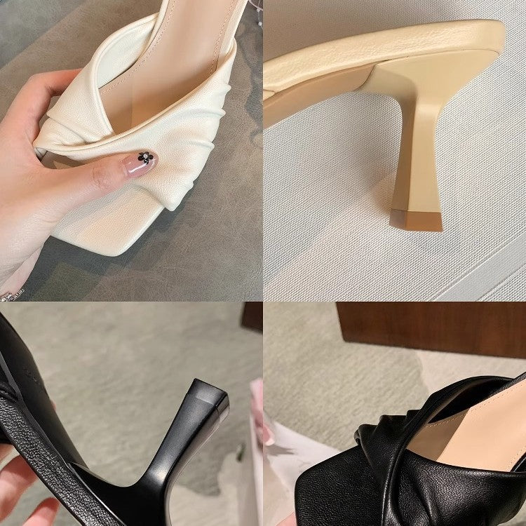 Dame Elegant Firkantet Tå Hæl Mules Stilla