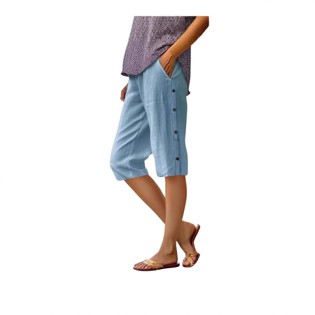 Dame Chino-shorts med sidelommer og stilfulde knapdetaljer Stilla