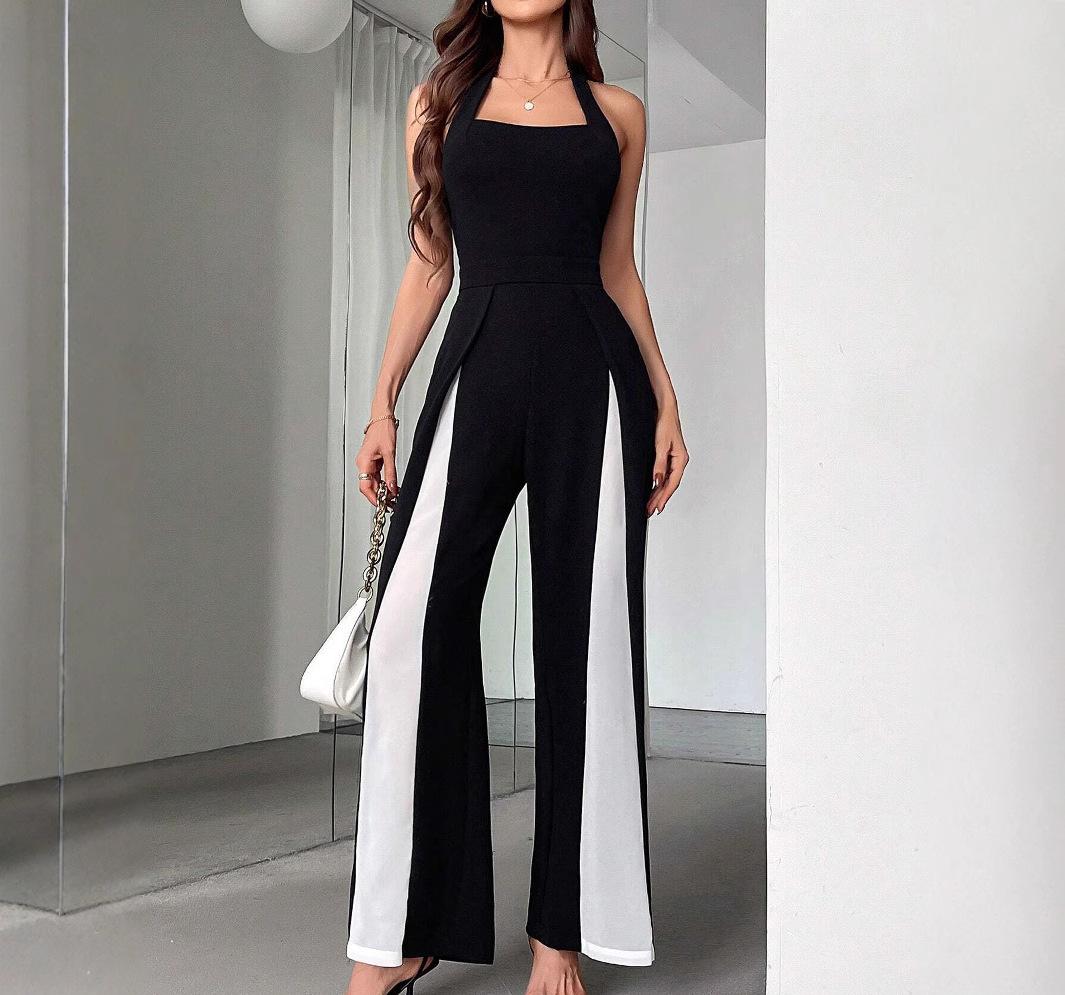 Damer Elegant Jumpsuit med sidelæns kontrastelementer Stilla