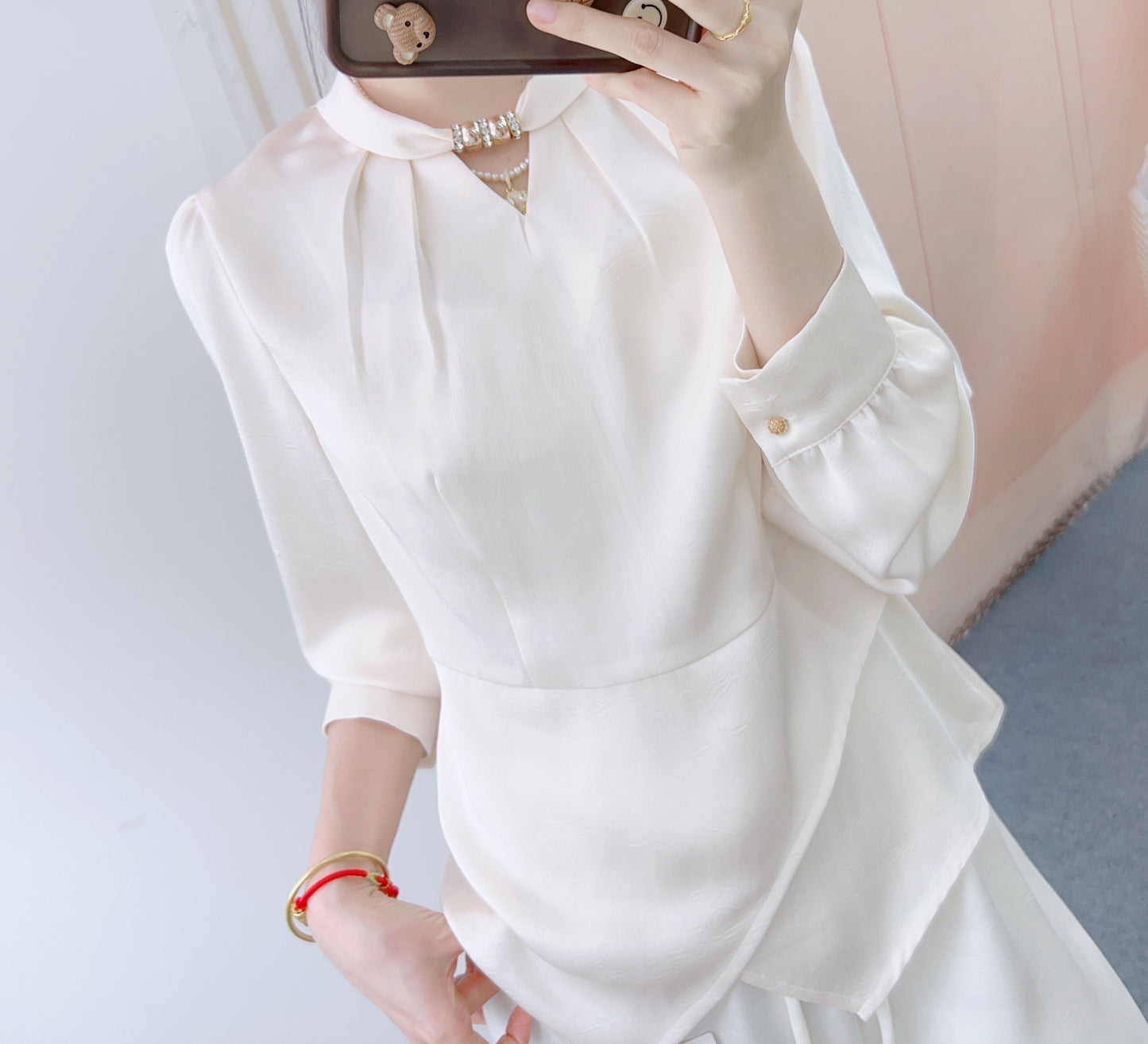 Dame Elegant Bluse med Volant og flot Turtle Neck Stilla