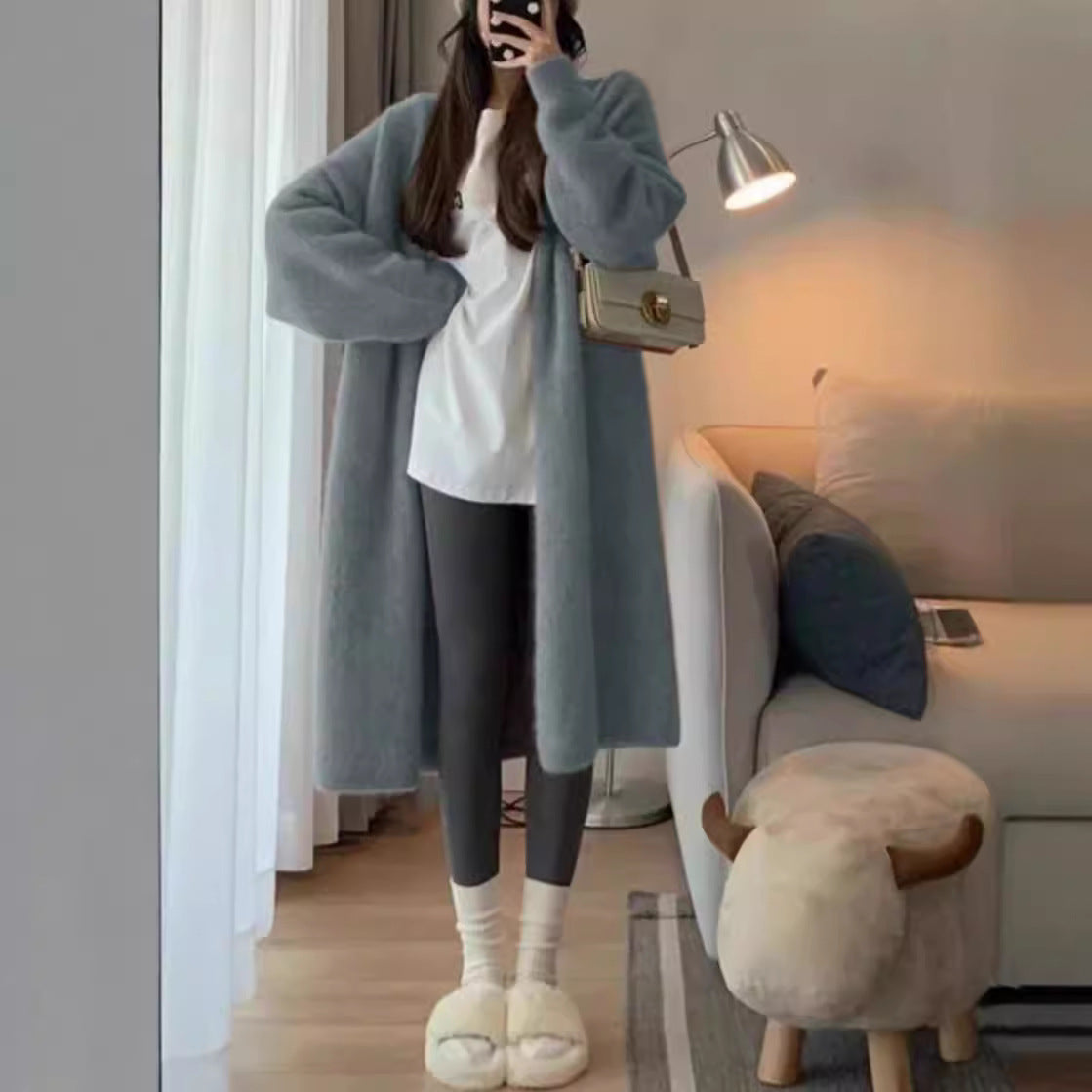 Femme Cozy Åben Foran Lang Cardigan Stilla