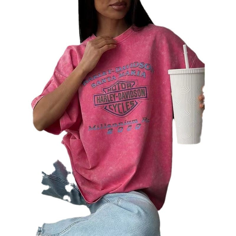 Dame Oversized T-Shirt med iøjnefaldende Harley-Davidson grafiktryk Stilla