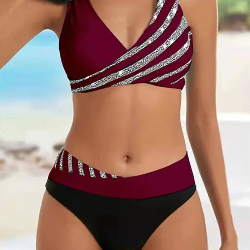 Dame stribet højt skåret bikini-sæt Stilla 1750839761