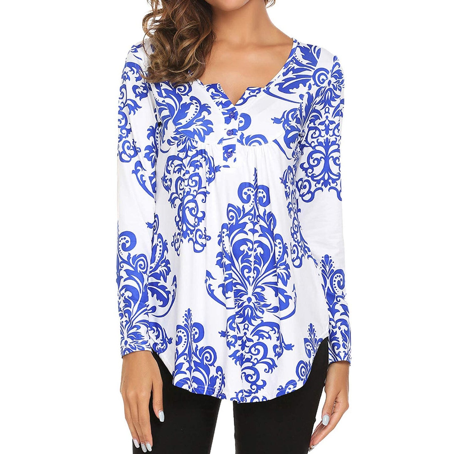 Stilla | Rynket-Top Mælk Silke Print Asymmetrisk Top