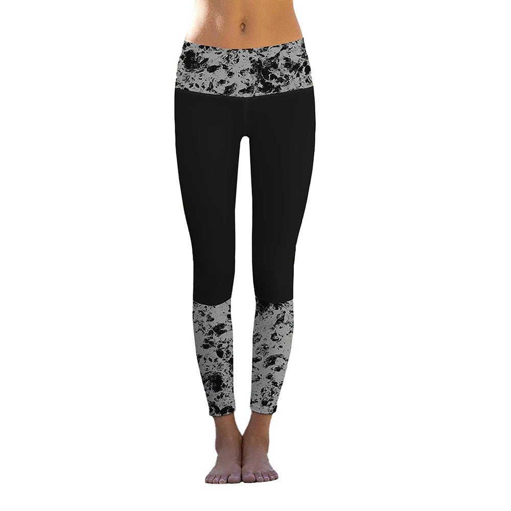 Dame Sporty Leggings med stilfuldt marmorprint og høj talje Stilla