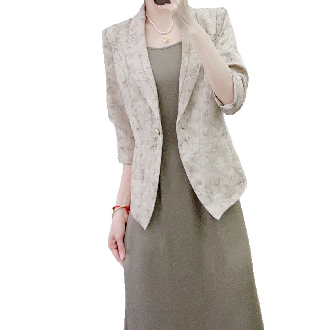 Dame midi-kjole med elegant snit og smagfuld blazer Stilla