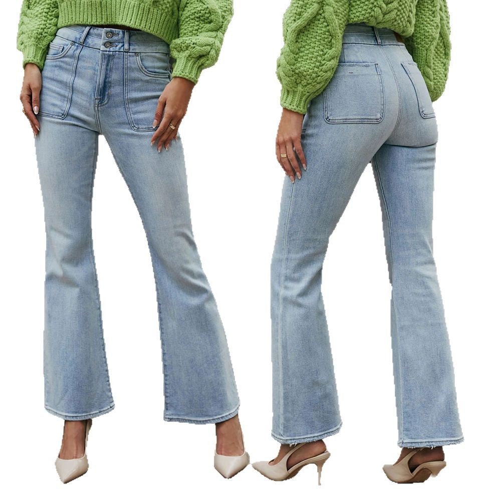 Dame flared jeans med høj talje og trendy snit Stilla