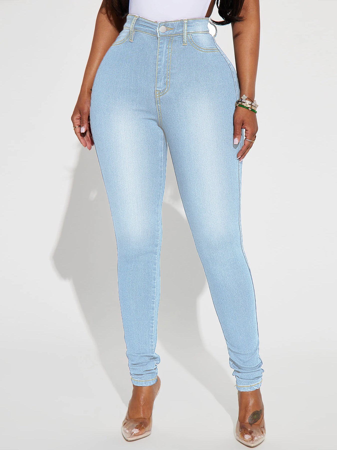 Dame højtaljede skinny jeans med figurnær design og komfortabel stretch Stilla