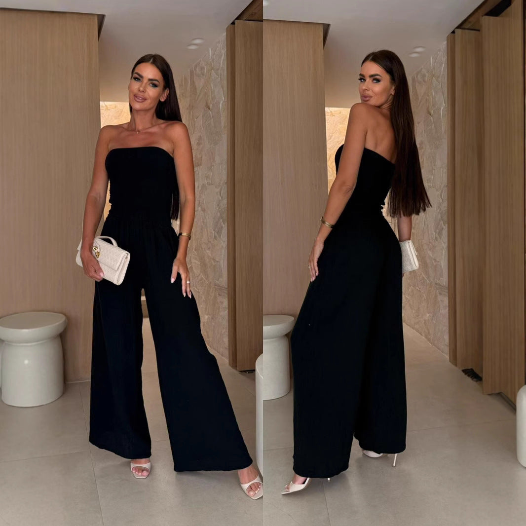 Dame Smocked Strapless Vidbenet Jumpsuit Stilla