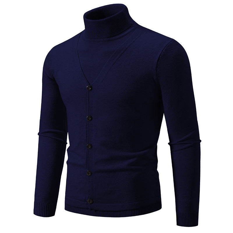 Herrer cardigan med højstående krave og knaplukning Stilla