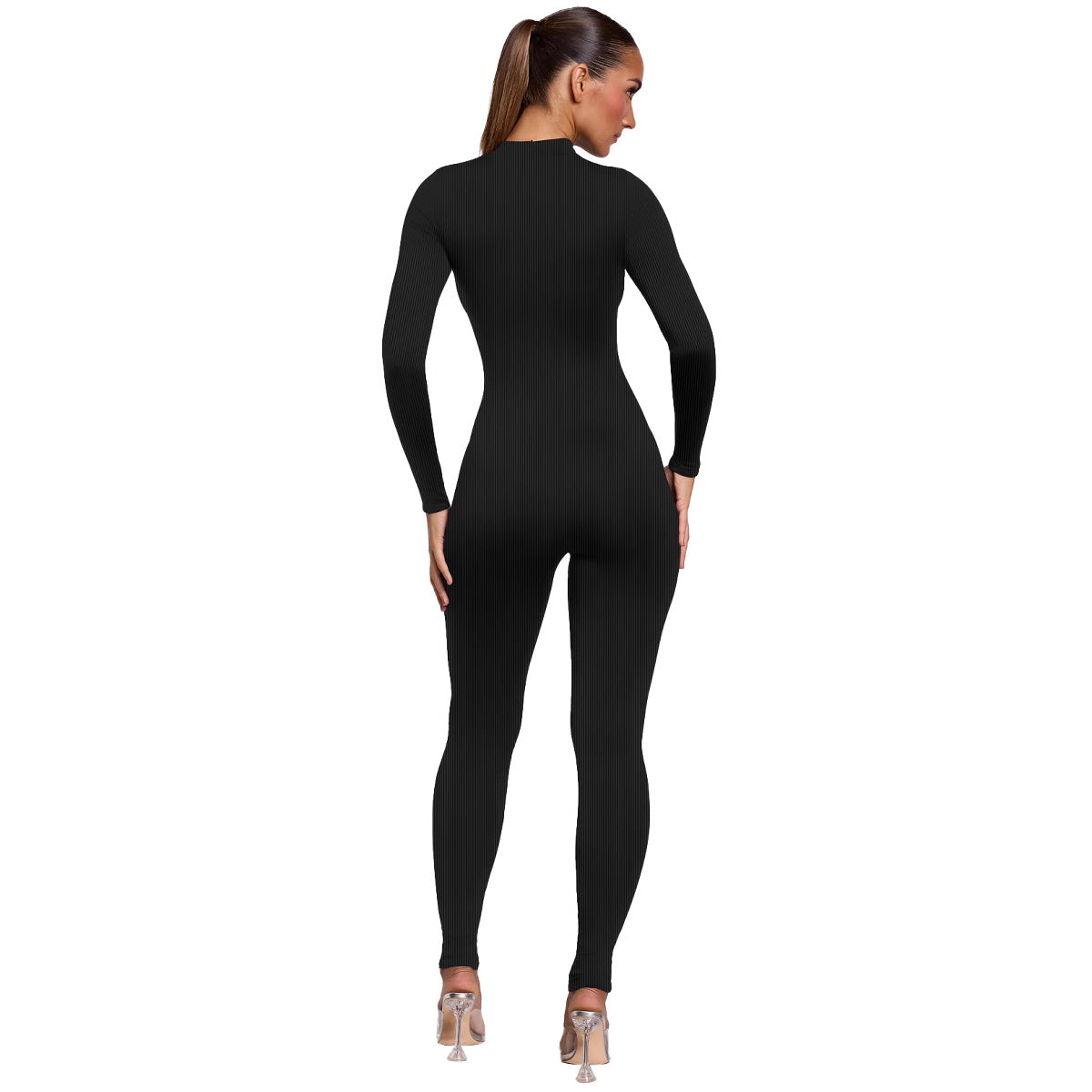 Dame sømløs langærmet jumpsuit med figurformende ribdesign Stilla