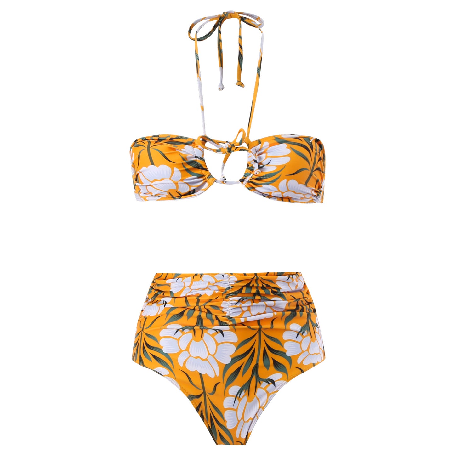 Dame bikinisæt med blomsterdesign og smart omslagsskjørt Stilla
