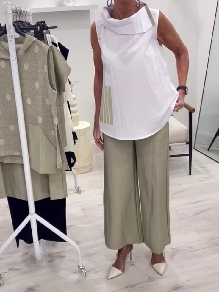 Dame elegant bluse med asymmetrisk krave og modemæssigt design Stilla