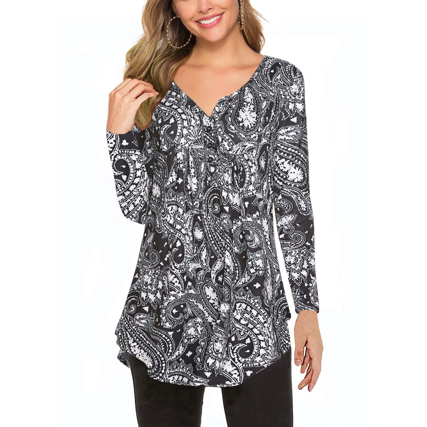 Stilla | Rynket-Top Mælk Silke Print Asymmetrisk Top
