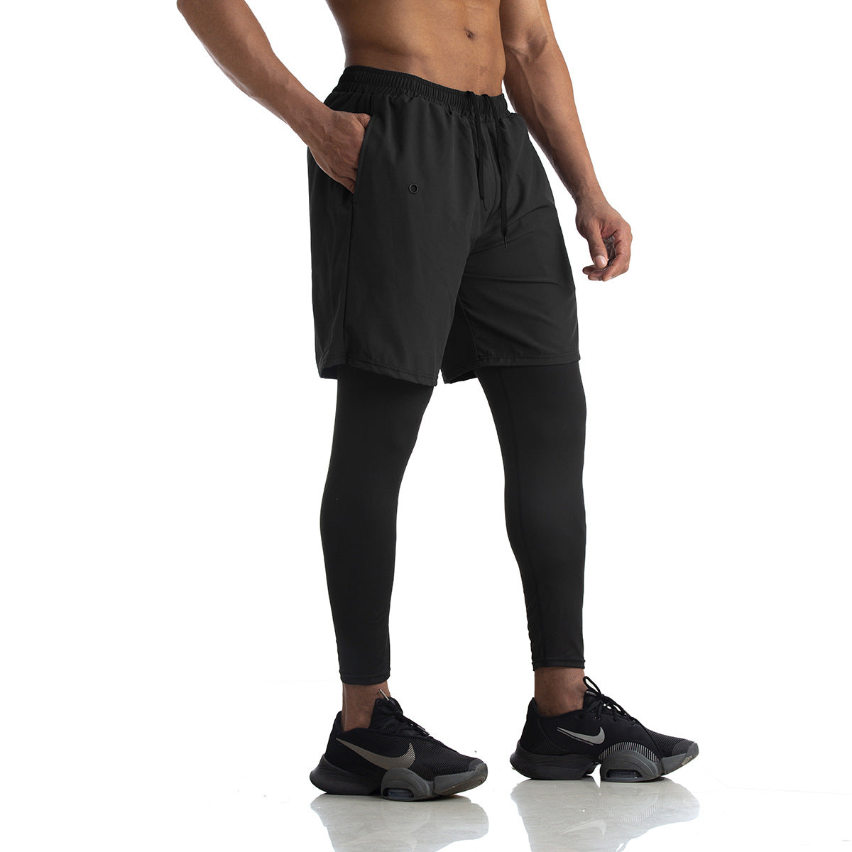 Herrer sportslige løbeshorts med integrerede kompressions leggings Stilla