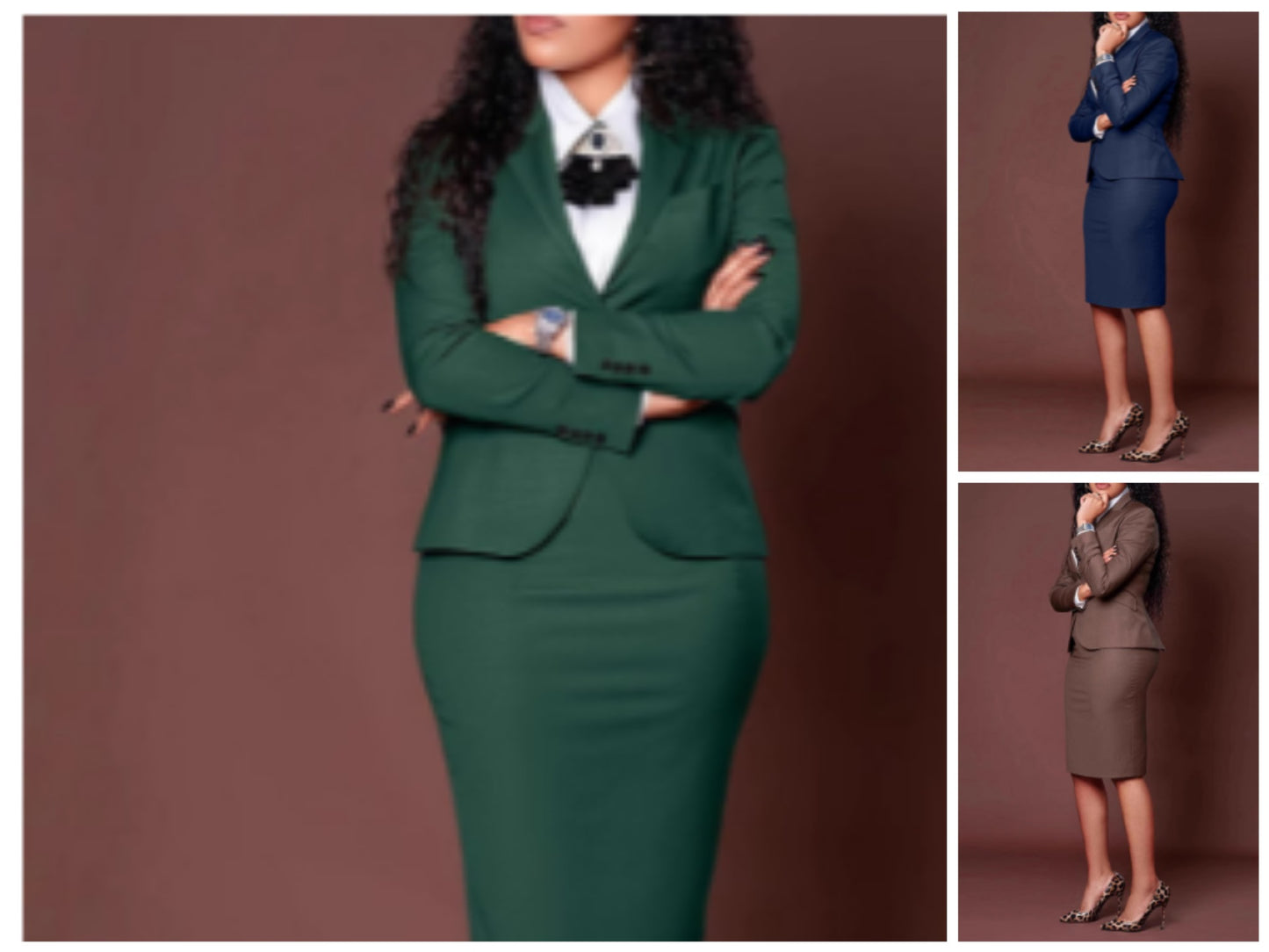 Dame Elegant Business-sæt med taljeret nederdel og blazer Stilla