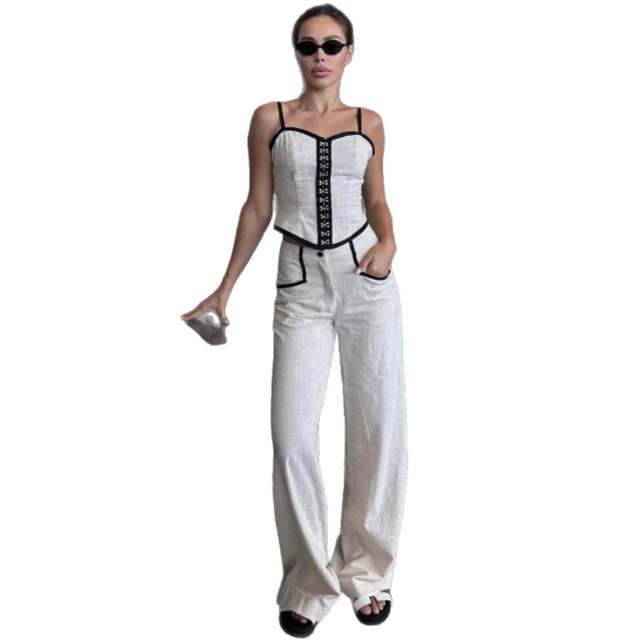 Dame Elegant Jumpsuit med smalle stropper og detaljesømme Stilla