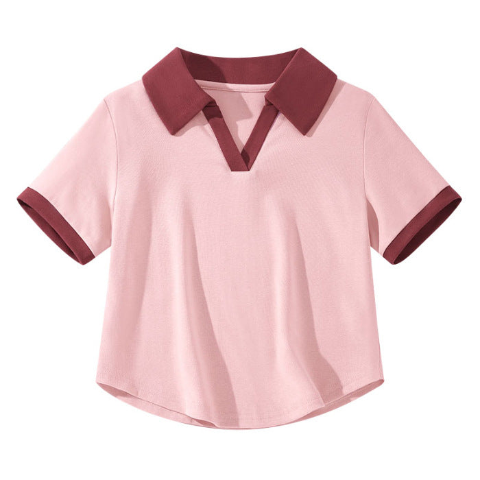 Femme Chic Farveblok Polo Top Stilla