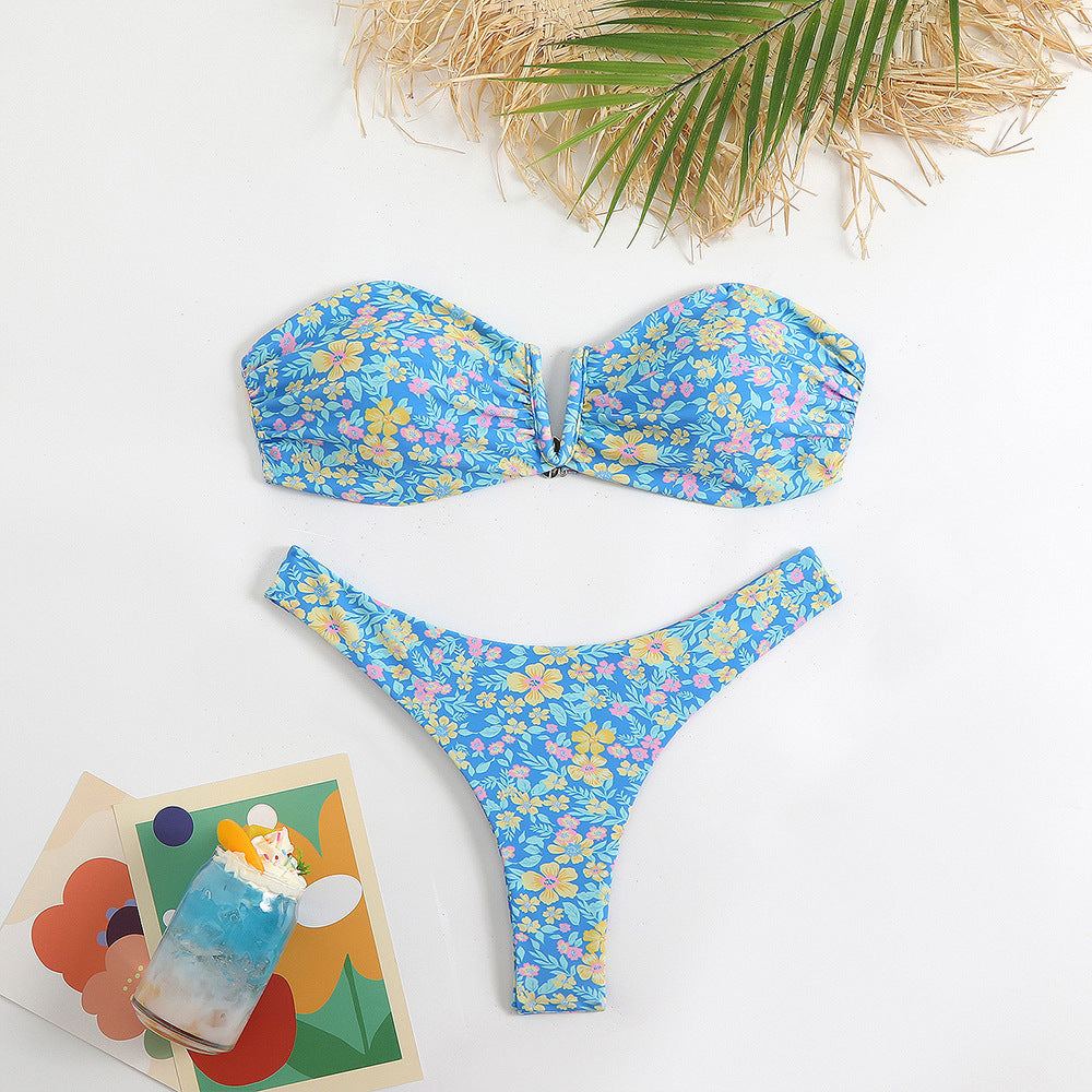 Dame Bandeau Bikini med smukt blomsterprint Stilla