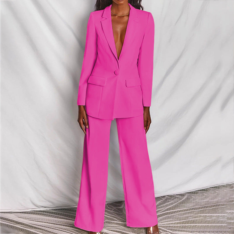 Dame Elegant Blazer-sæt med brede bukser Stilla