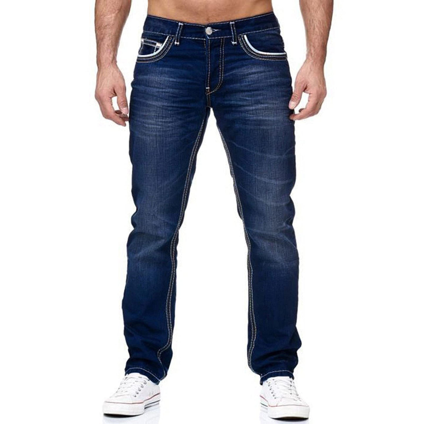 Herre klassiske jeans med kontrasterende syninger Stilla