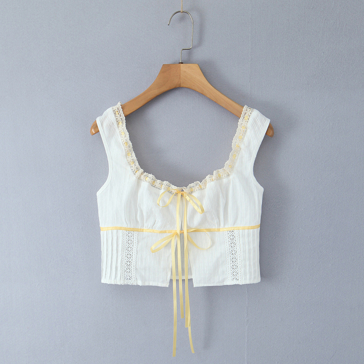 Dame Crop-top med fine blonde accenter og justerbar talje snor Stilla