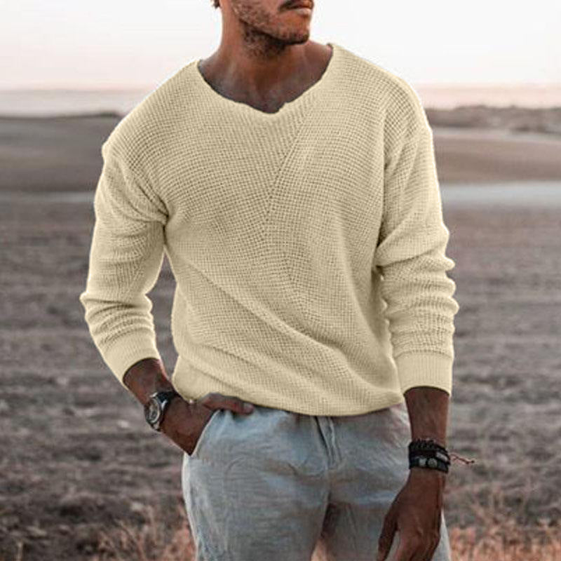 Herrer struktureret strikket V-hals pullover Stilla