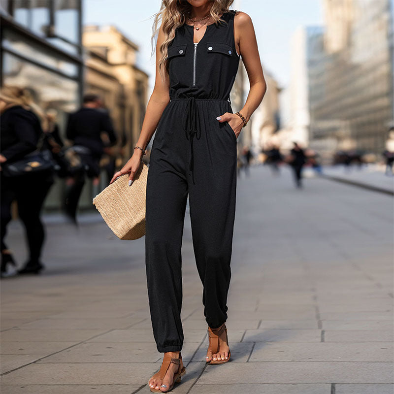Dame jumpsuit med funktionelle lommer og moderne lynlås Stilla