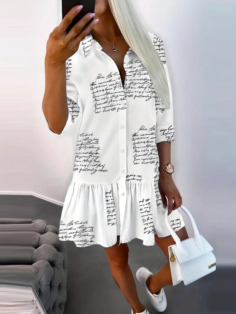 Dame afslappet skjortekjole med stribet ternet mønster Stilla