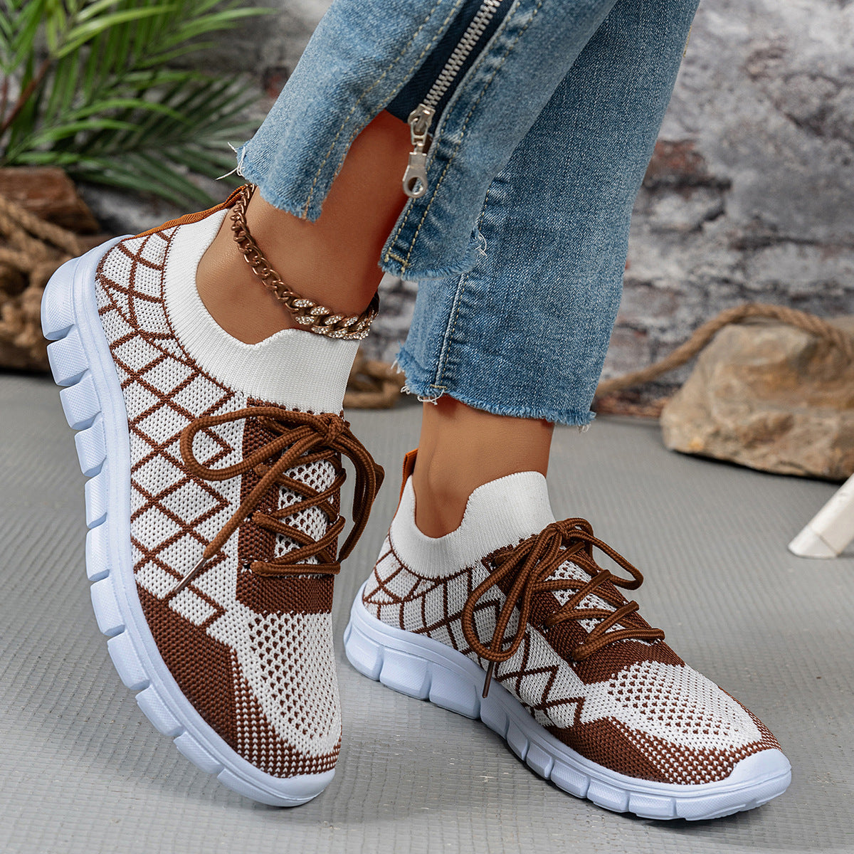 Dame Sporty Sneakers med åndbar netstruktur og skridsikker sålekonstruktion Stilla