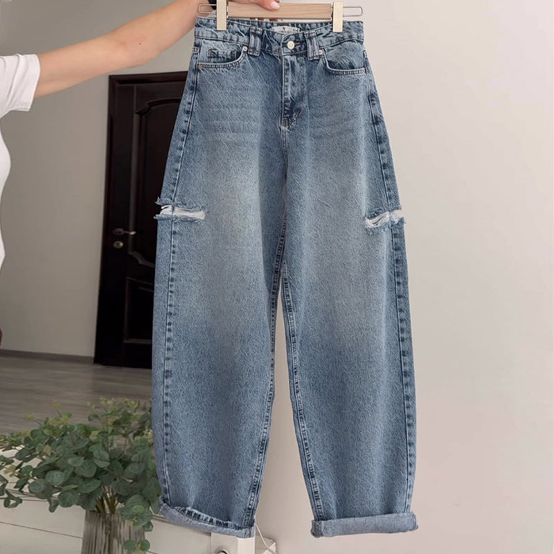 Dame Baggy Jeans med afslappet snit og indsnit knæ Stilla