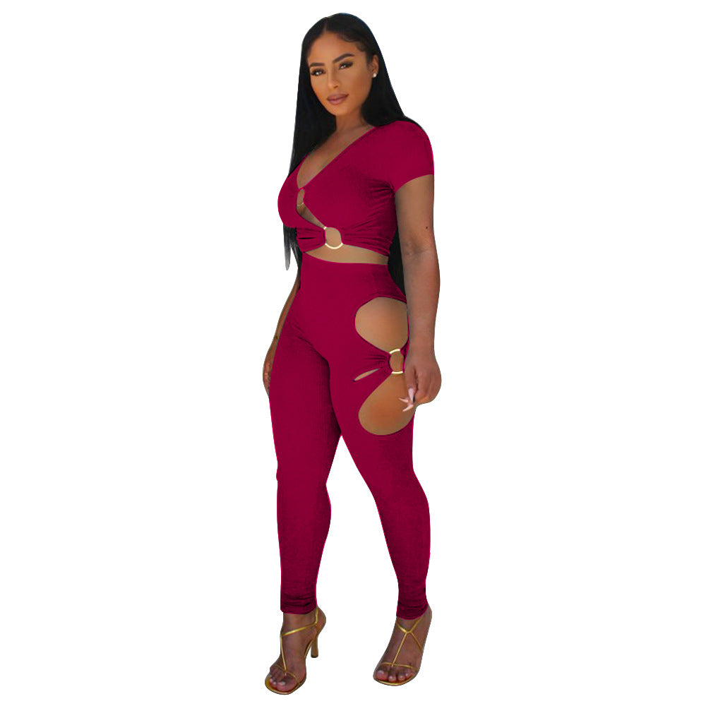 Dame figursyet Cut-Out Jumpsuit med bælteaccenter Stilla